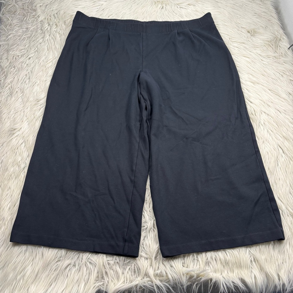 J. Jill Women's XL Black Pointe Pull on Full Leg Cropped Pant‎ Wide Leg Comfort